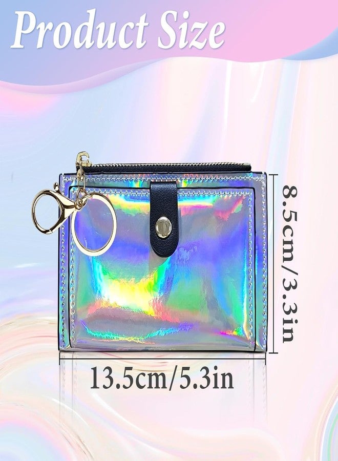 موكا محفظة صغيرة من MOCA للنساء والفتيات، مزودة بحامل بطاقات، وجيب للعملات المعدنية، و3 جيوب للنقود، وزر كبس، ومشبك لوبستر، مناسبة للمراهقات والفتيات (فضية). - Image 2